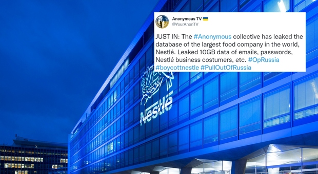 Nestlé, Anonymous svela 10 milioni di email e password dell'azienda criticata per non lasciare la Russia
