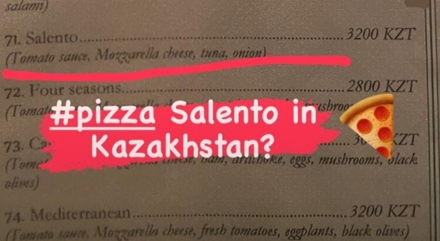 Per lavoro in Kazakistan va a cena in pizzeria e nel menu trova la "pizza Salento": sapore di casa per un leccese doc a 4600 km dalla sua città