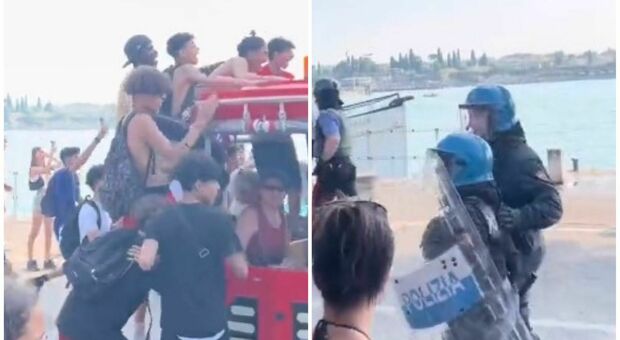 Peschiera del Garda, maxi rissa tra giovani in pieno giorno: paura e feriti, poliziotti in tenuta antisommossa