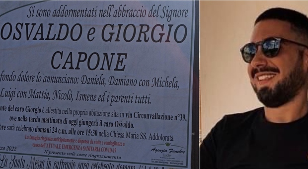 Osvaldo e Giorgio Capone, padre e figlio muoiono lo stesso giorno: un paese sotto choc