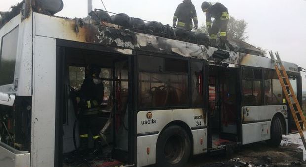 Panico a bordo: lo scuolabus va a fuoco