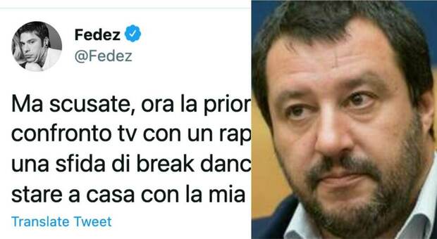 Fedez risponde a Salvini: «La priorità di un politico è fare un confronto tv con un rapper? Facciamo una sfida di break dance?»