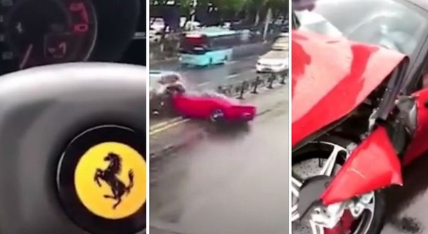 Schianto in Ferrari da 500mila euro appena uscita dalla concessionaria: una donna al volante