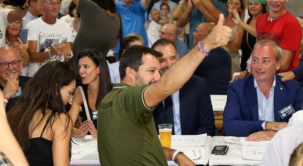 Matteo Salvini alla festa della Lega di Conselve nel padovano
