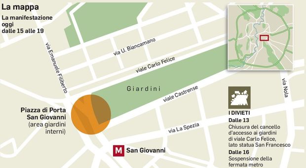 Sardine a San Giovanni, metro chiuse e bus deviati: la mappa