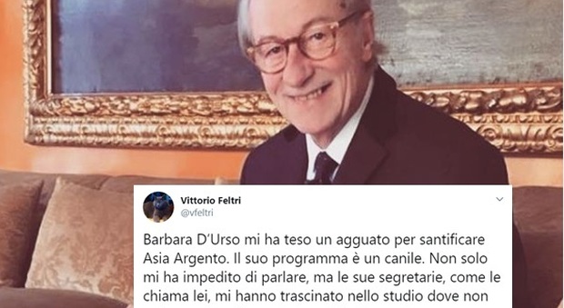 Vittorio Feltri furioso su twitter contro Barbara D'Urso: «Mi ha teso un agguato. Il suo programma è un canile»