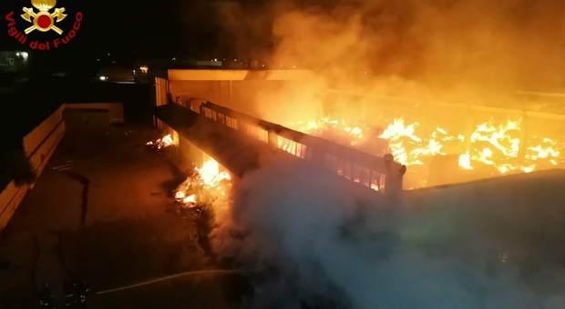 Maxi incendio nella zona industriale di Bari, vigili del fuoco al lavoro tutta la notte