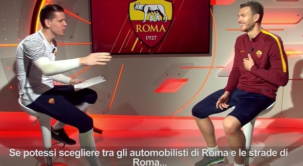 Roma, Szczesny e Dzeko show: "Peggio gli automobilisti o le strade di Roma?"