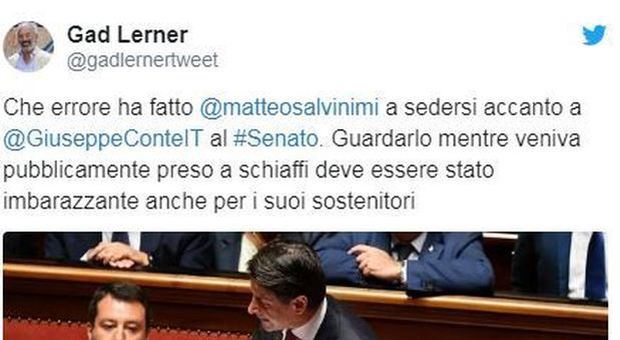 Crisi di governo, Gad Lerner a Salvini: «Preso a schiaffi, errore sedersi vicino a Conte»