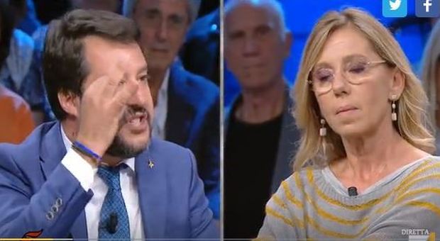 Un fermo immagine del programma Di Martedì su La7 con Matteo Salvini