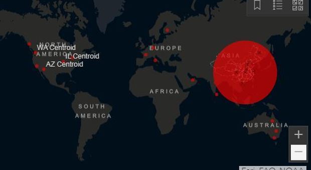 Coronavirus, la mappa dei casi nel mondo: ecco la distribuzione geografica