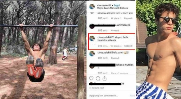 Ciro Grillo e la pagina Instagram (poi oscurata), tra addominali e ragazze spunta il commento: «Ti stupro bella bambina»
