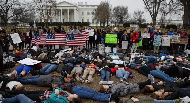 Strage in Florida, gli studenti protestano contro le armi davanti alla Casa Bianca