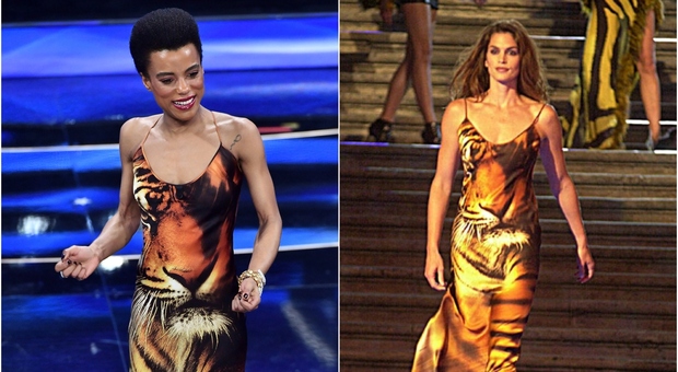 Lorena Cesarini, l'abito di Sanremo 2022 è lo stesso indossato da Cindy Crawford nel 2000