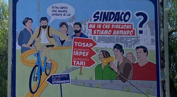 Salvemini diventa un "cartone animato" e finisce sui manifesti: ironia politica sui viali cittadini