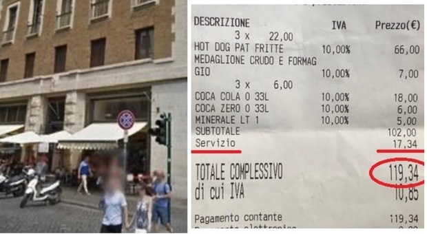 Roma, stangata al bar: quattro panini a 120 euro