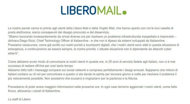 Libero e Virgilio mail down, inaccessibili da domenica per milioni di utenti. L'ultimo aggiornamento e la richiesta di class action