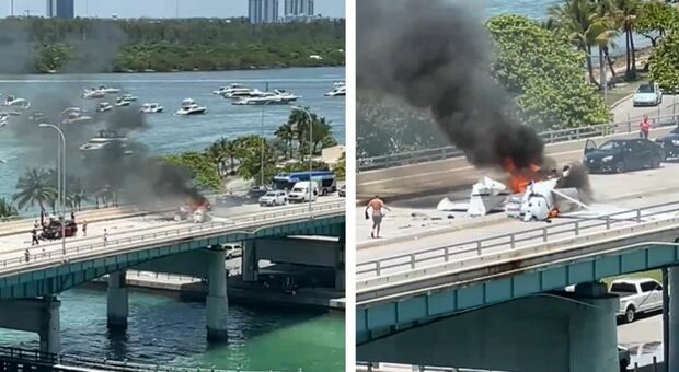 Incidente aereo a Miami, velivolo si schianta contro un ponte: il video choc sui social